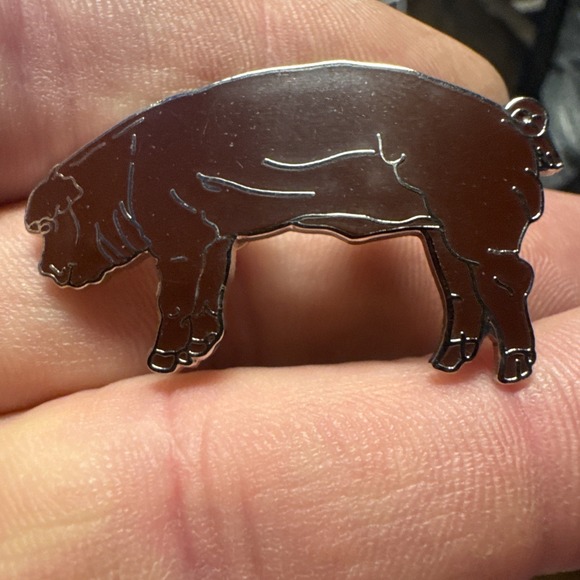 The Unbranded Brand Other - Vintage Pig Hat Coat Lapel Pin Farm Farmer Farming Animal
